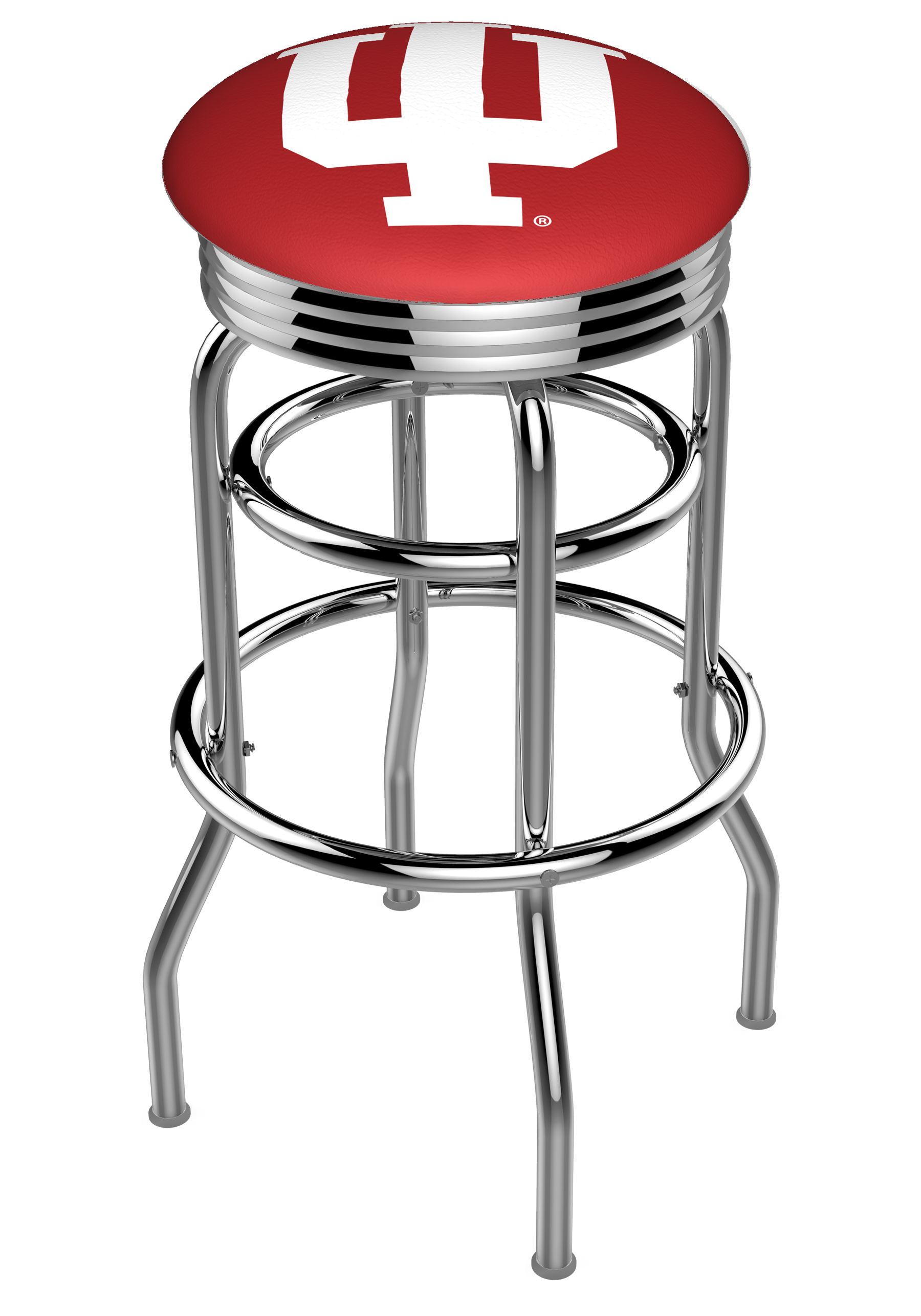 25" L7C3C - Chrome Double Ring Indiana Swivel Bar Stool with 2.5" Ribbed Accent Ring by  Company