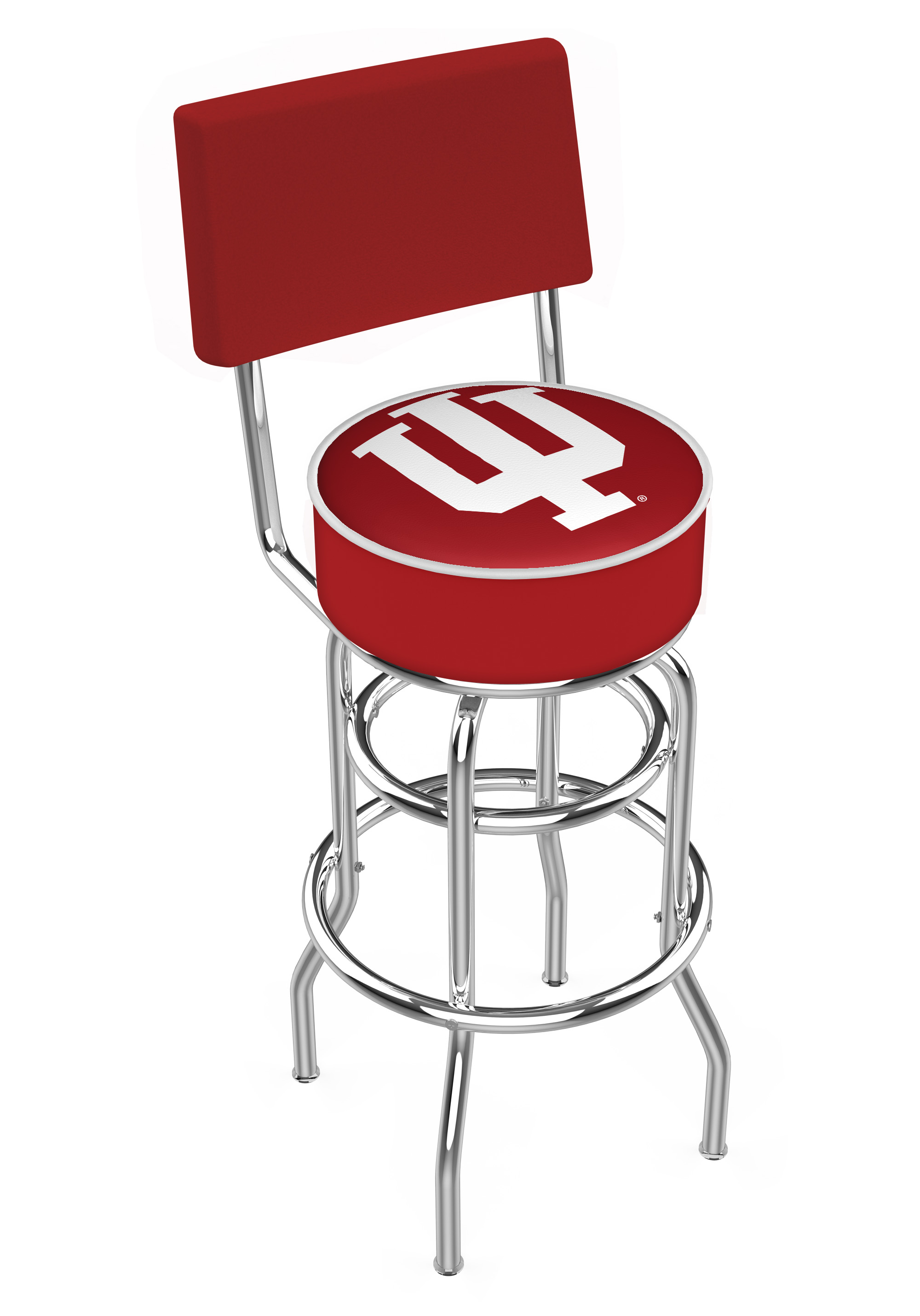 L7C430IndnaU 30 in. Chrome Double Ring Indiana Swivel Bar Stool With a Back