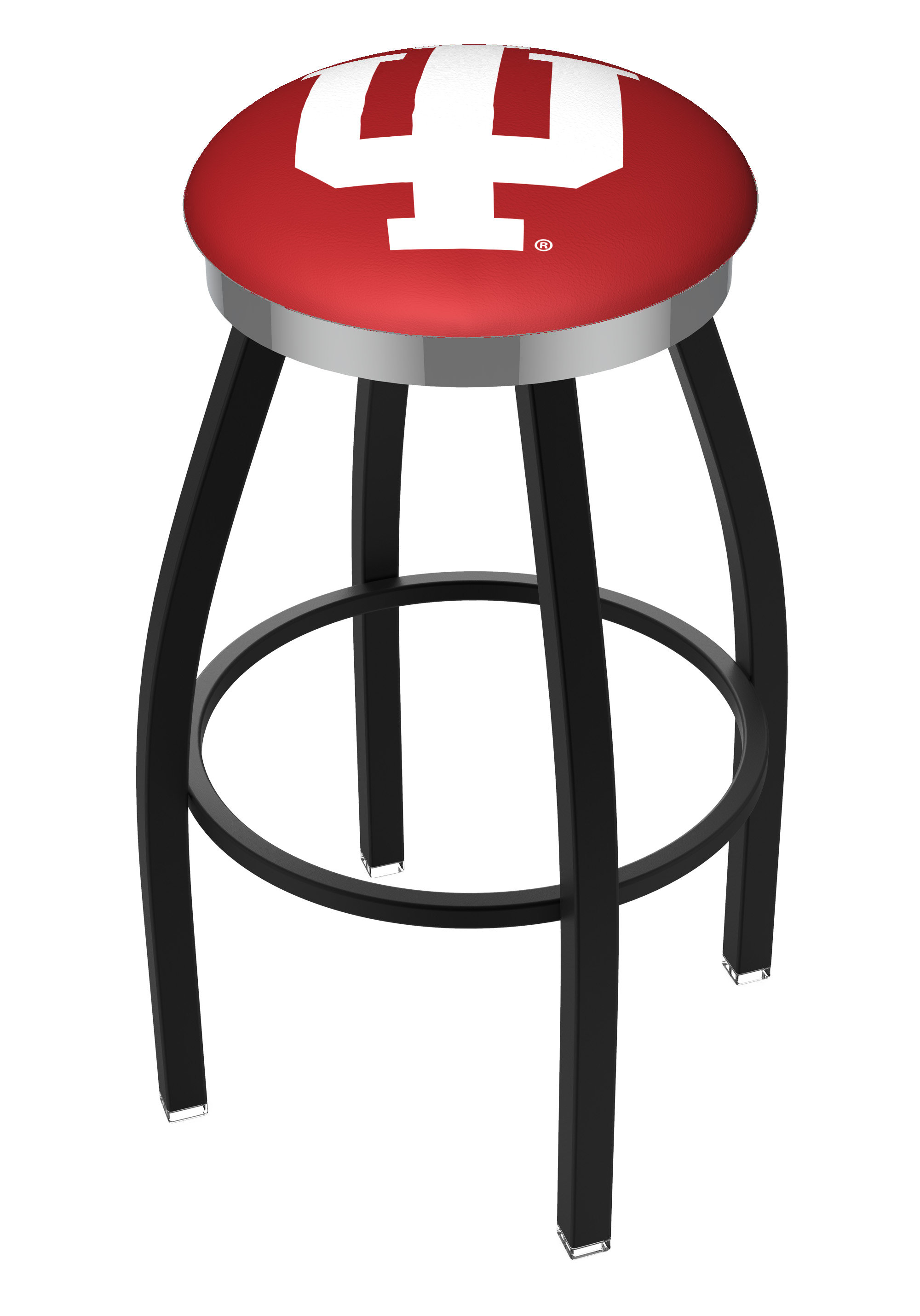 30" L8B2C - Black Wrinkle Indiana Swivel Bar Stool with Chrome Accent Ring by  Company
