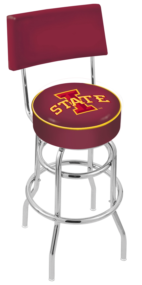 25" L7C4 - Chrome Double Ring Iowa State Swivel Bar Stool with a Back by  Company