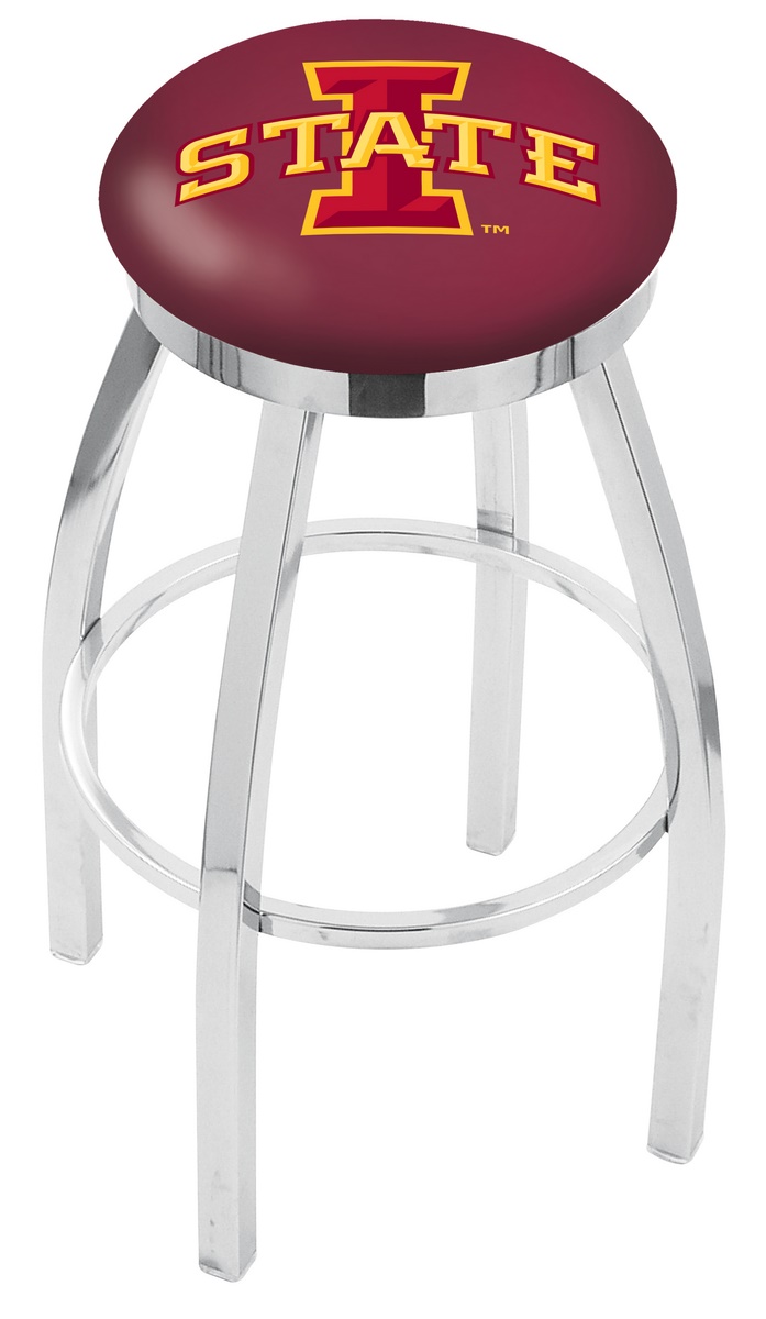 30" L8C2C - Chrome Iowa State Swivel Bar Stool with Accent Ring by  Company