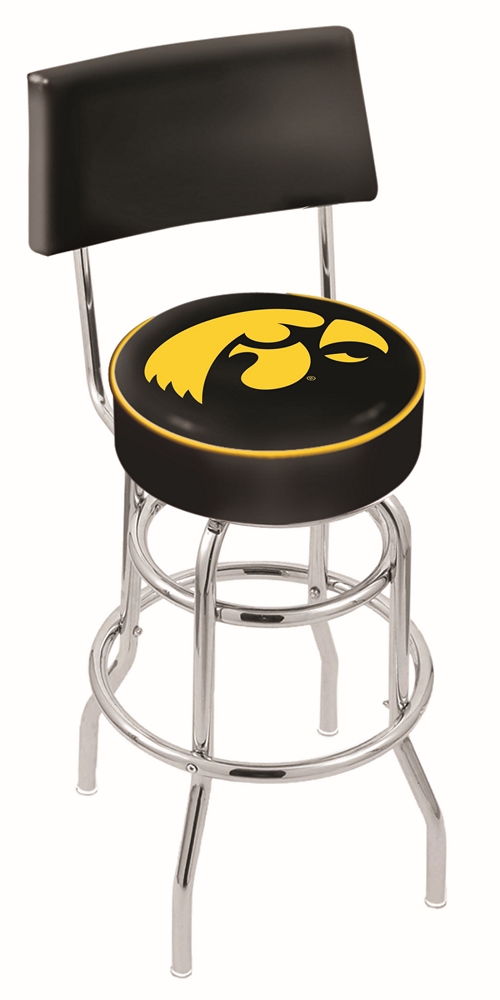 L7C430IowaUn 30 in. Chrome Double Ring Iowa Swivel Bar Stool With a Back