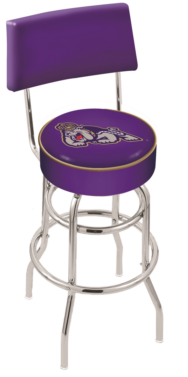30" L7C4 - Chrome Double Ring James Madison Swivel Bar Stool with a Back by  Company