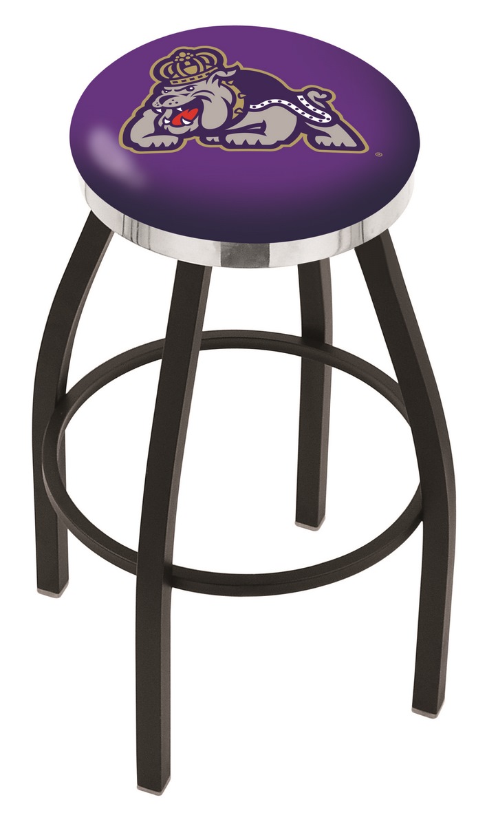 25" L8B2C - Black Wrinkle James Madison Swivel Bar Stool with Chrome Accent Ring by  Company