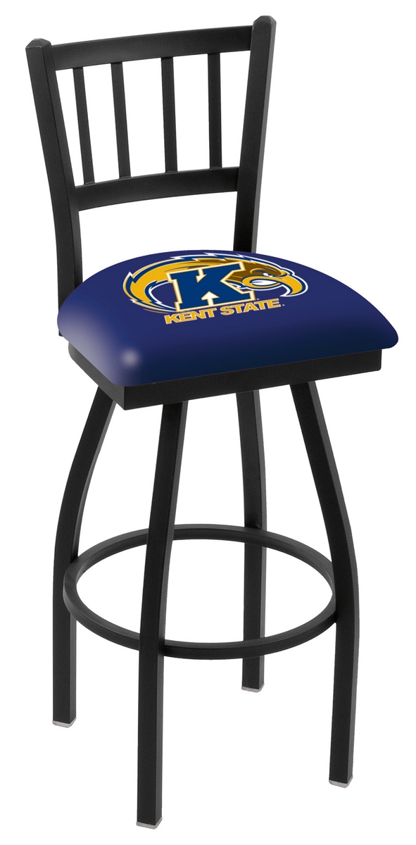 L018 - 25" Black Wrinkle Kent State Swivel Bar Stool with Jailhouse Style Back by  Co.