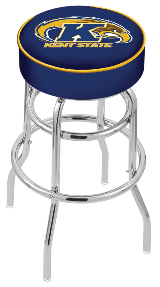 30" L7C1 - 4" Kent State Cushion Seat with Double-Ring Chrome Base Swivel Bar Stool by  Company
