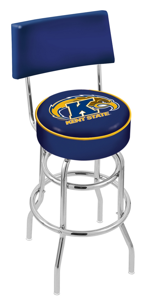 30" L7C4 - Chrome Double Ring Kent State Swivel Bar Stool with a Back by  Company