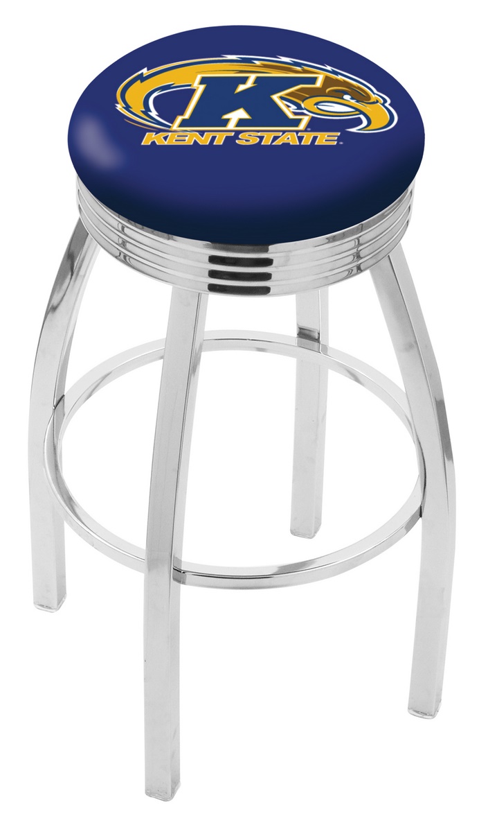 25" L8C3C - Chrome Kent State Swivel Bar Stool with 2.5" Ribbed Accent Ring by  Company