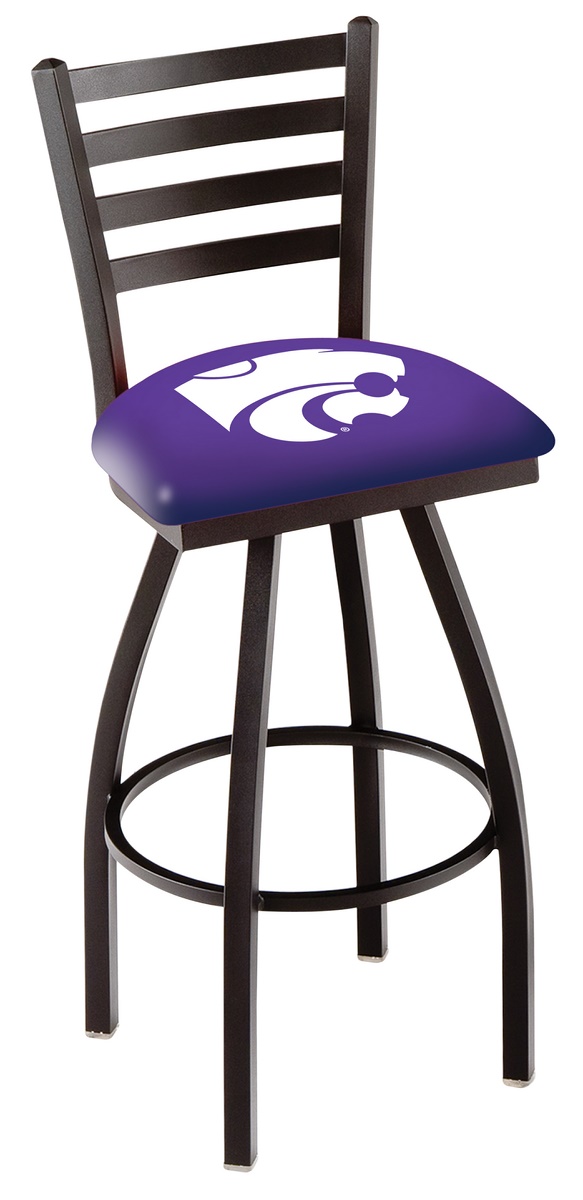 L014 - 25" Black Wrinkle Kansas State Swivel Bar Stool with Ladder Style Back by  Co.