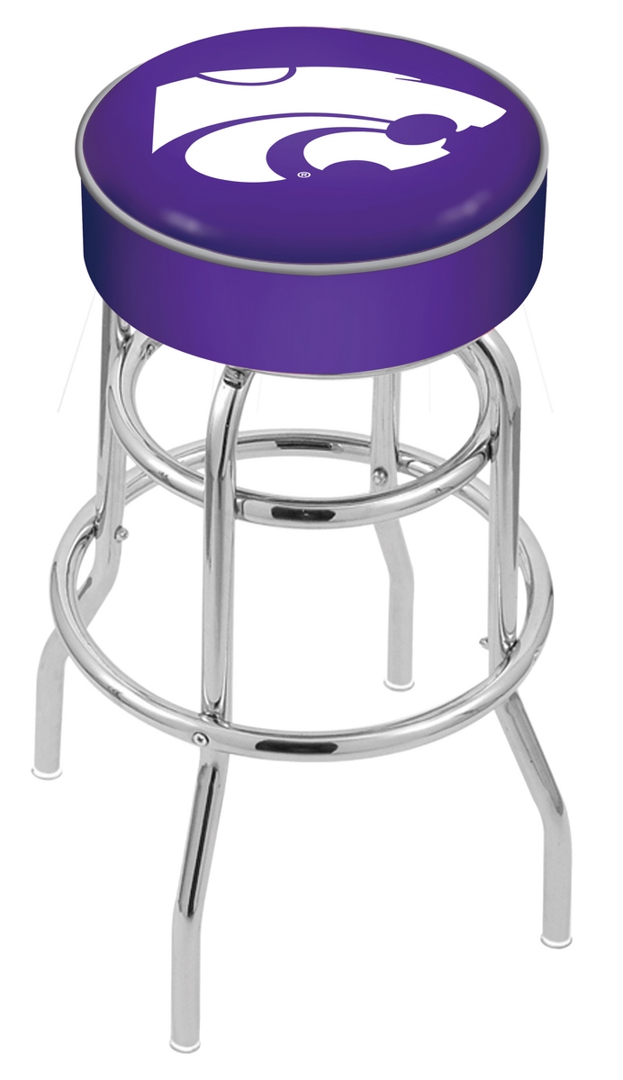 30" L7C1 - 4" Kansas State Cushion Seat with Double-Ring Chrome Base Swivel Bar Stool by  Company