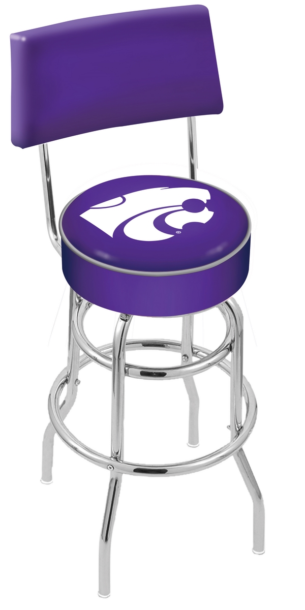 L7C430KnsasS 30 in. Chrome Double Ring Kansas State Swivel Bar Stool With a Back