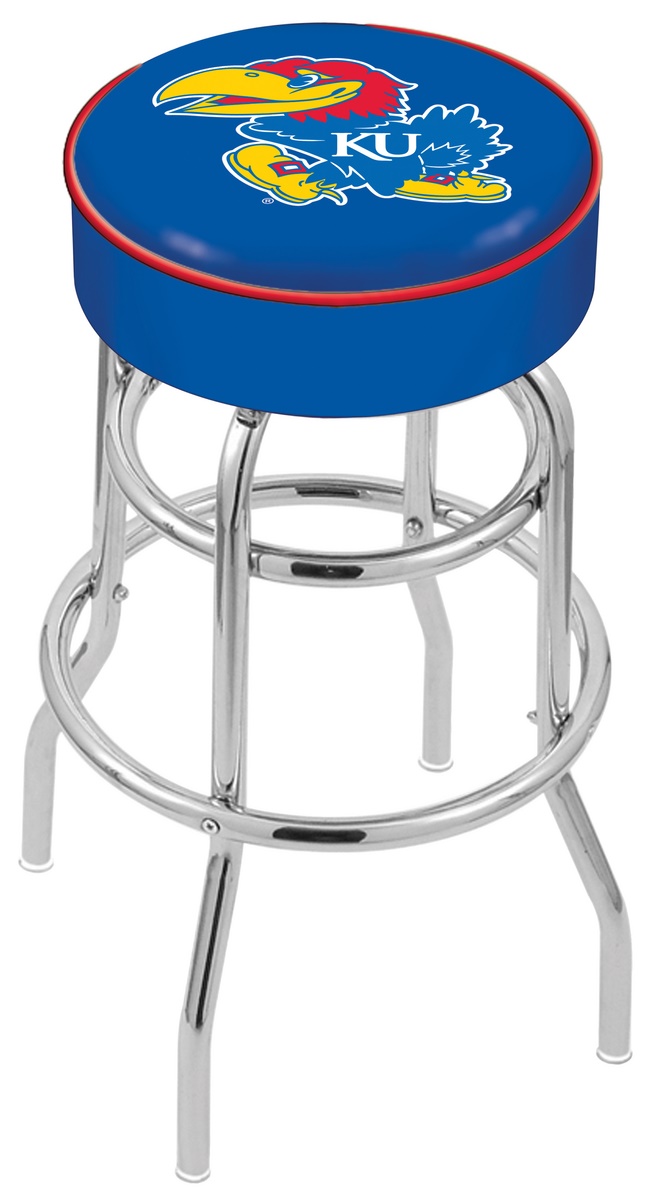 30" L7C1 - 4" Kansas Cushion Seat with Double-Ring Chrome Base Swivel Bar Stool by  Company