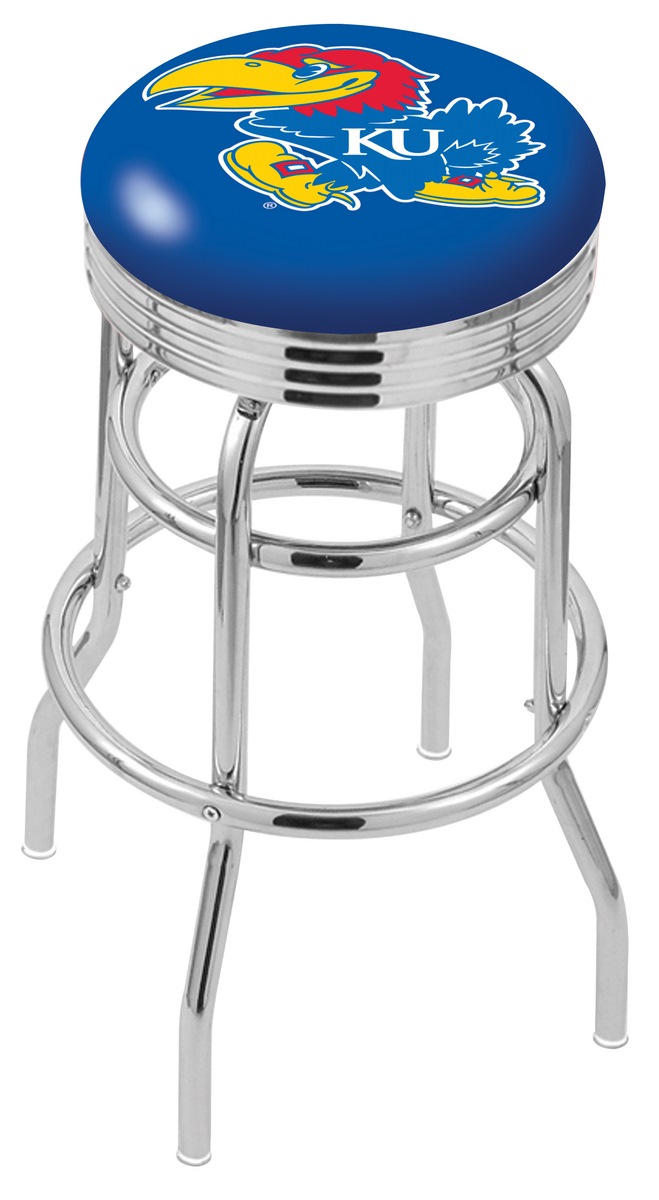30" L7C3C - Chrome Double Ring Kansas Swivel Bar Stool with 2.5" Ribbed Accent Ring by  Company