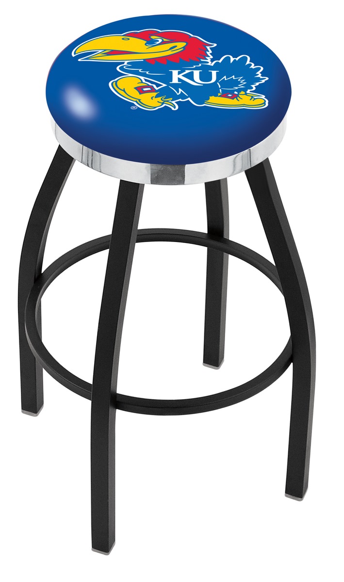 30" L8B2C - Black Wrinkle Kansas Swivel Bar Stool with Chrome Accent Ring by  Company