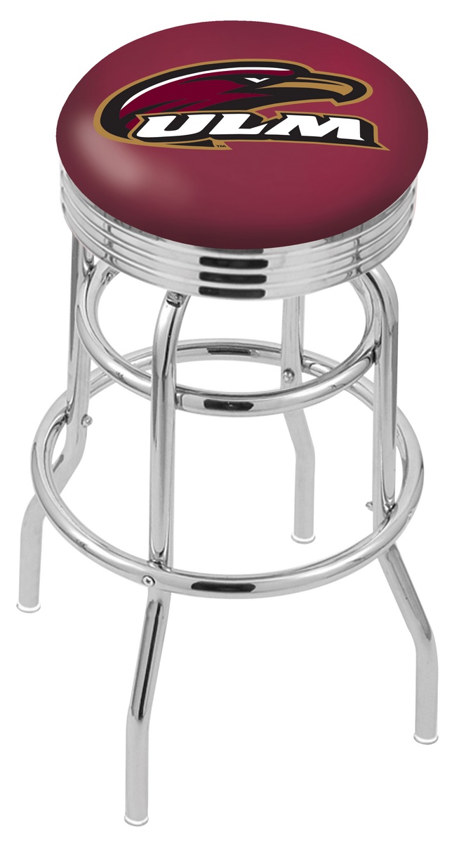 30" L7C3C - Chrome Double Ring Louisiana-Monroe Swivel Bar Stool with 2.5" Ribbed Accent Ring by  Company