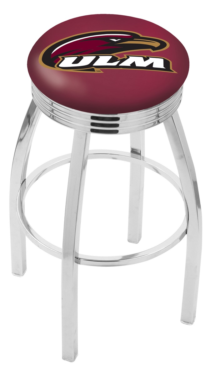 30" L8C3C - Chrome Louisiana-Monroe Swivel Bar Stool with 2.5" Ribbed Accent Ring by  Company