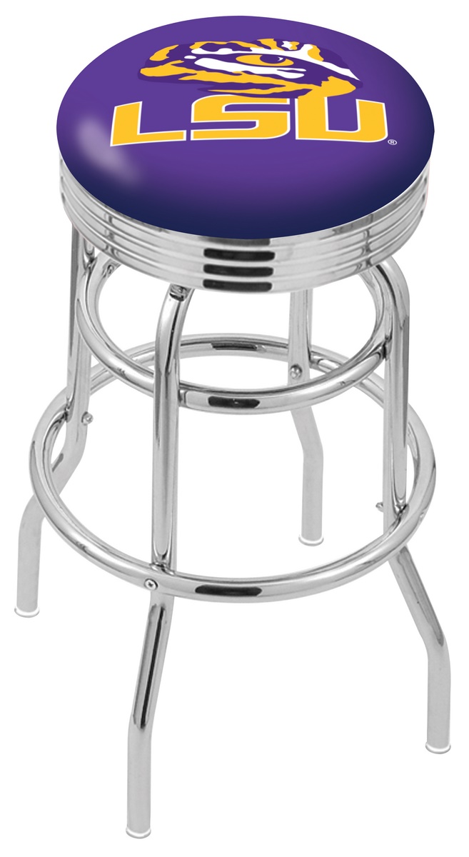 25" L7C3C - Chrome Double Ring Louisiana State Swivel Bar Stool with 2.5" Ribbed Accent Ring by  Company