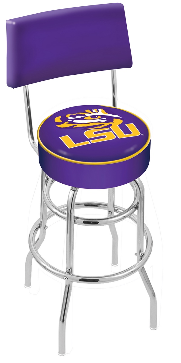 30" L7C4 - Chrome Double Ring Louisiana State Swivel Bar Stool with a Back by  Company