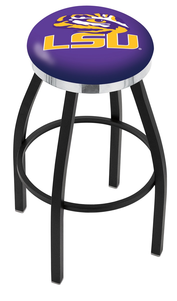 25" L8B2C - Black Wrinkle Louisiana State Swivel Bar Stool with Chrome Accent Ring by  Company