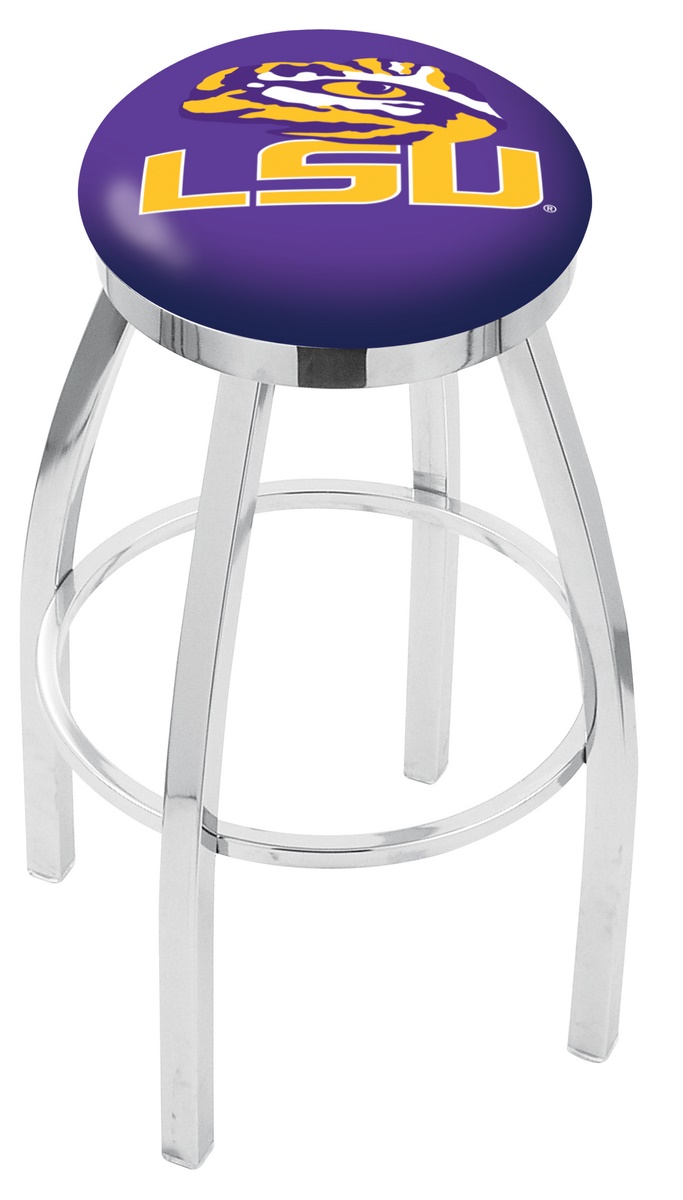 30" L8C2C - Chrome Louisiana State Swivel Bar Stool with Accent Ring by  Company