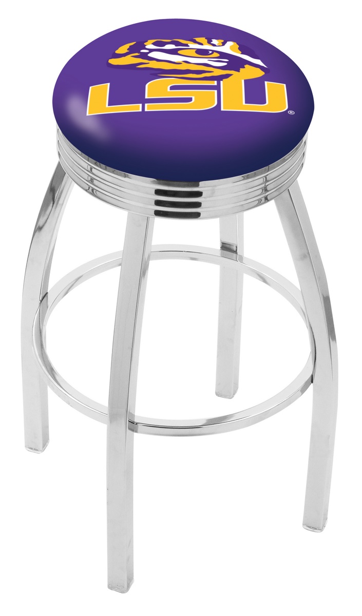 30" L8C3C - Chrome Louisiana State Swivel Bar Stool with 2.5" Ribbed Accent Ring by  Company