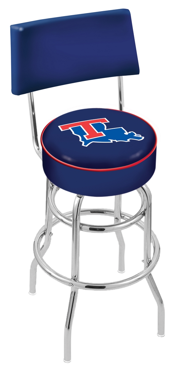 L7C430LaTech 30 in. Chrome Double Ring Louisiana Tech Swivel Bar Stool With a Back