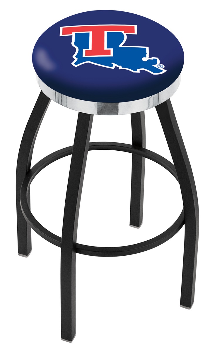 30" L8B2C - Black Wrinkle Louisiana Tech Swivel Bar Stool with Chrome Accent Ring by  Company
