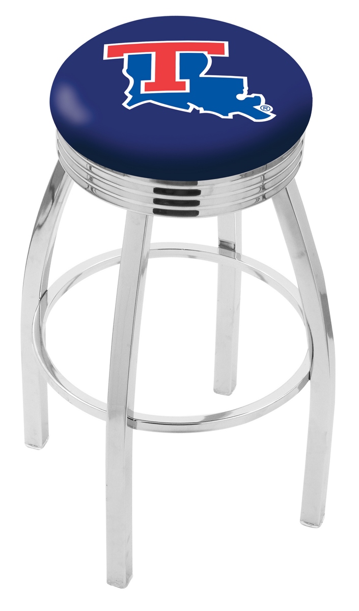 25" L8C3C - Chrome Louisiana Tech Swivel Bar Stool with 2.5" Ribbed Accent Ring by  Company