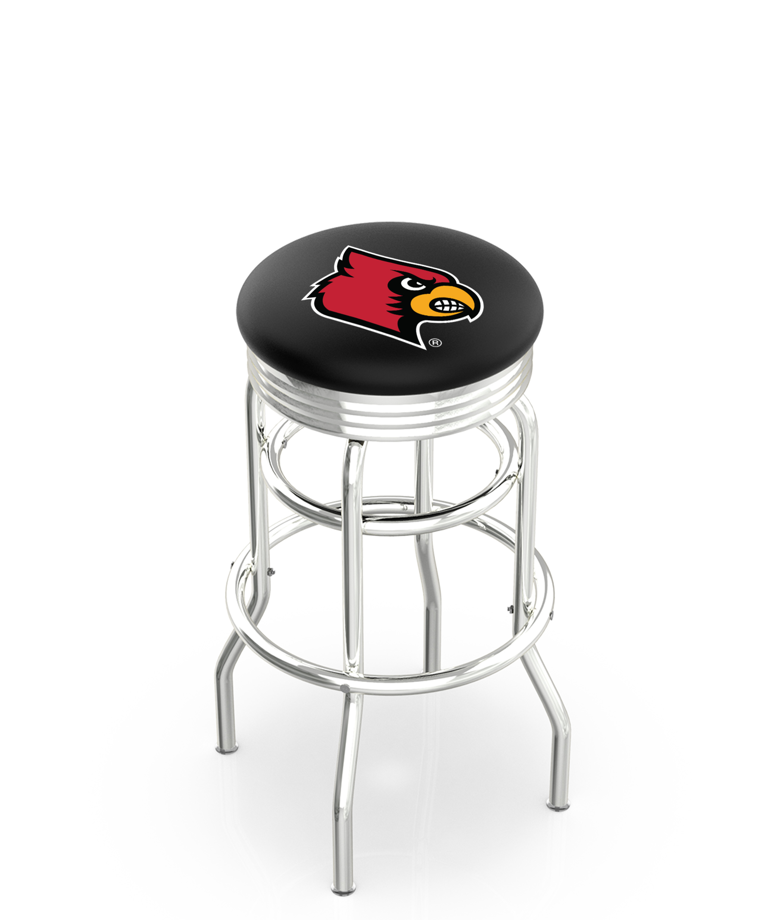 30" L7C3C - Chrome Double Ring Louisville Swivel Bar Stool with 2.5" Ribbed Accent Ring by  Company