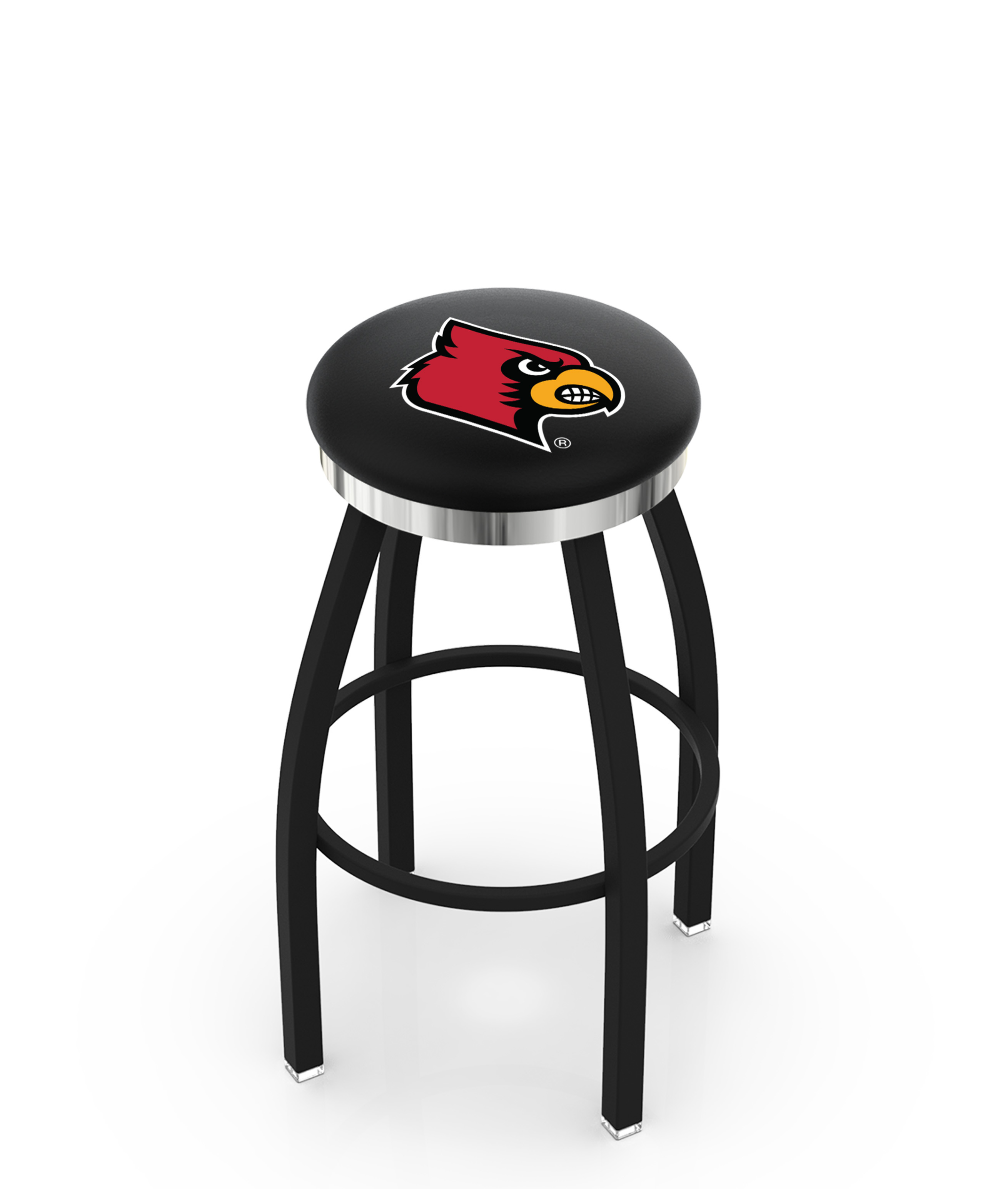 30" L8B2C - Black Wrinkle Louisville Swivel Bar Stool with Chrome Accent Ring by  Company