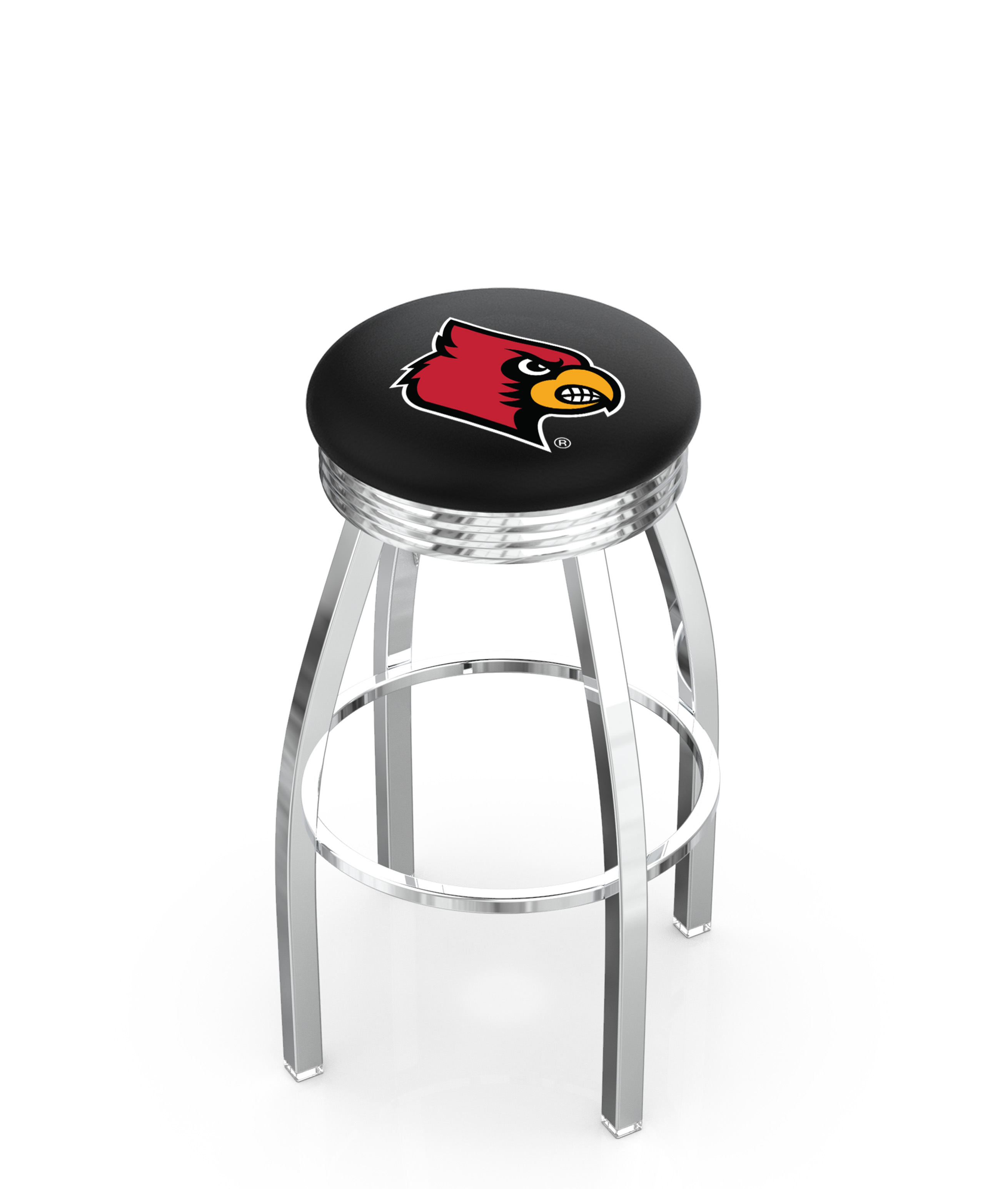 25" L8C3C - Chrome Louisville Swivel Bar Stool with 2.5" Ribbed Accent Ring by  Company
