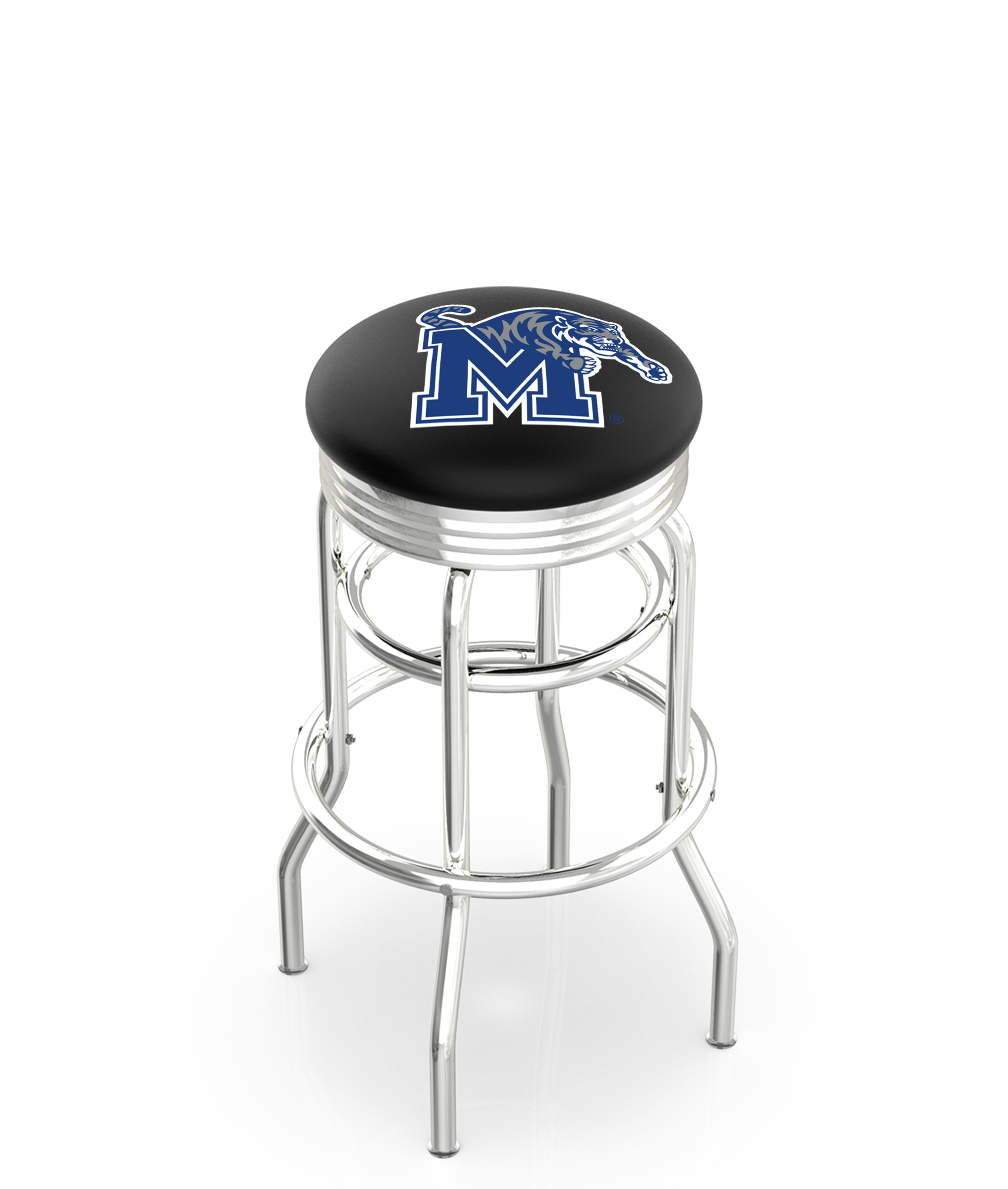 25" L7C3C - Chrome Double Ring Memphis Swivel Bar Stool with 2.5" Ribbed Accent Ring by  Company