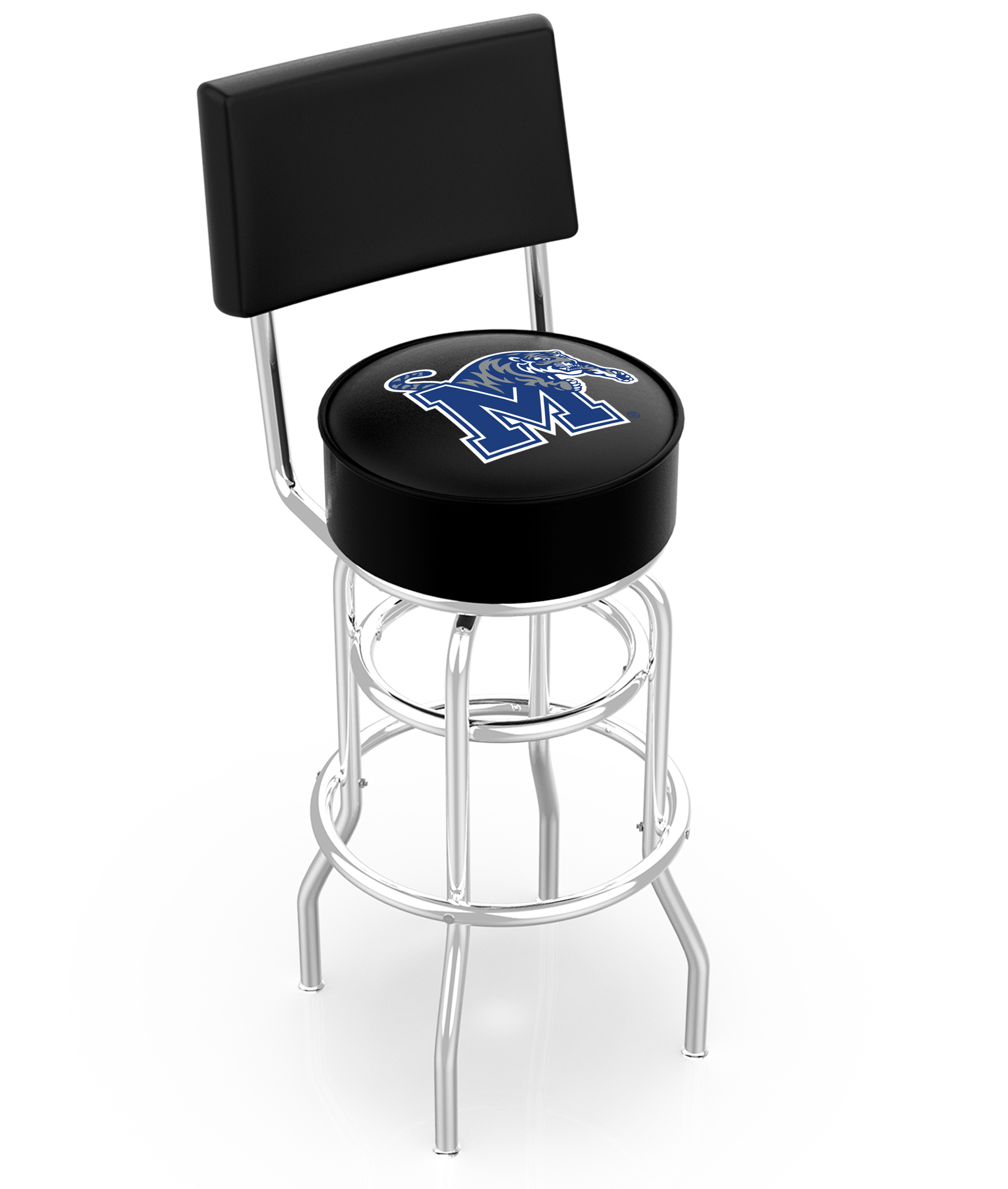 L7C430Memphs 30 in. Chrome Double Ring Memphis Swivel Bar Stool With a Back