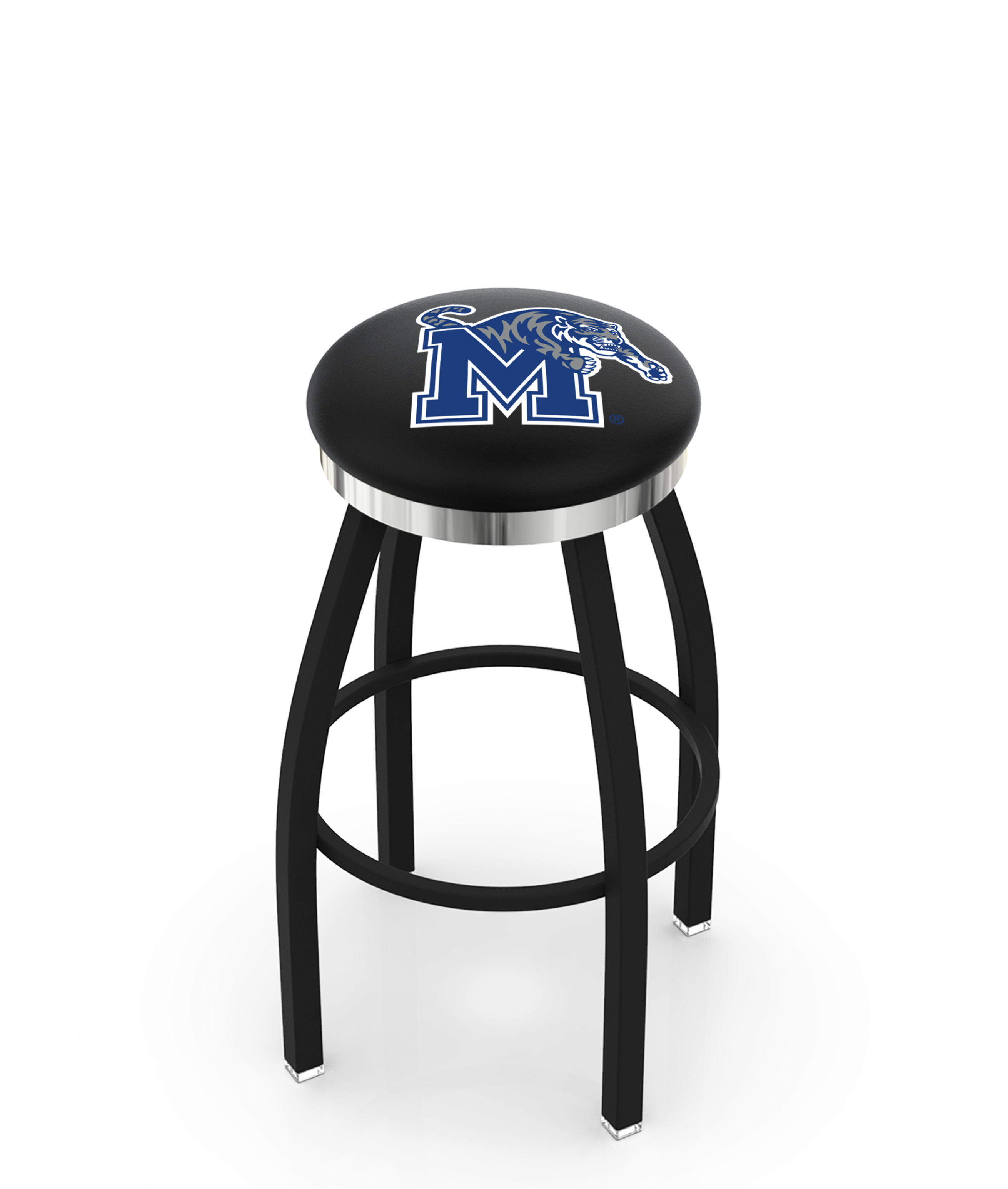25" L8B2C - Black Wrinkle Memphis Swivel Bar Stool with Chrome Accent Ring by  Company
