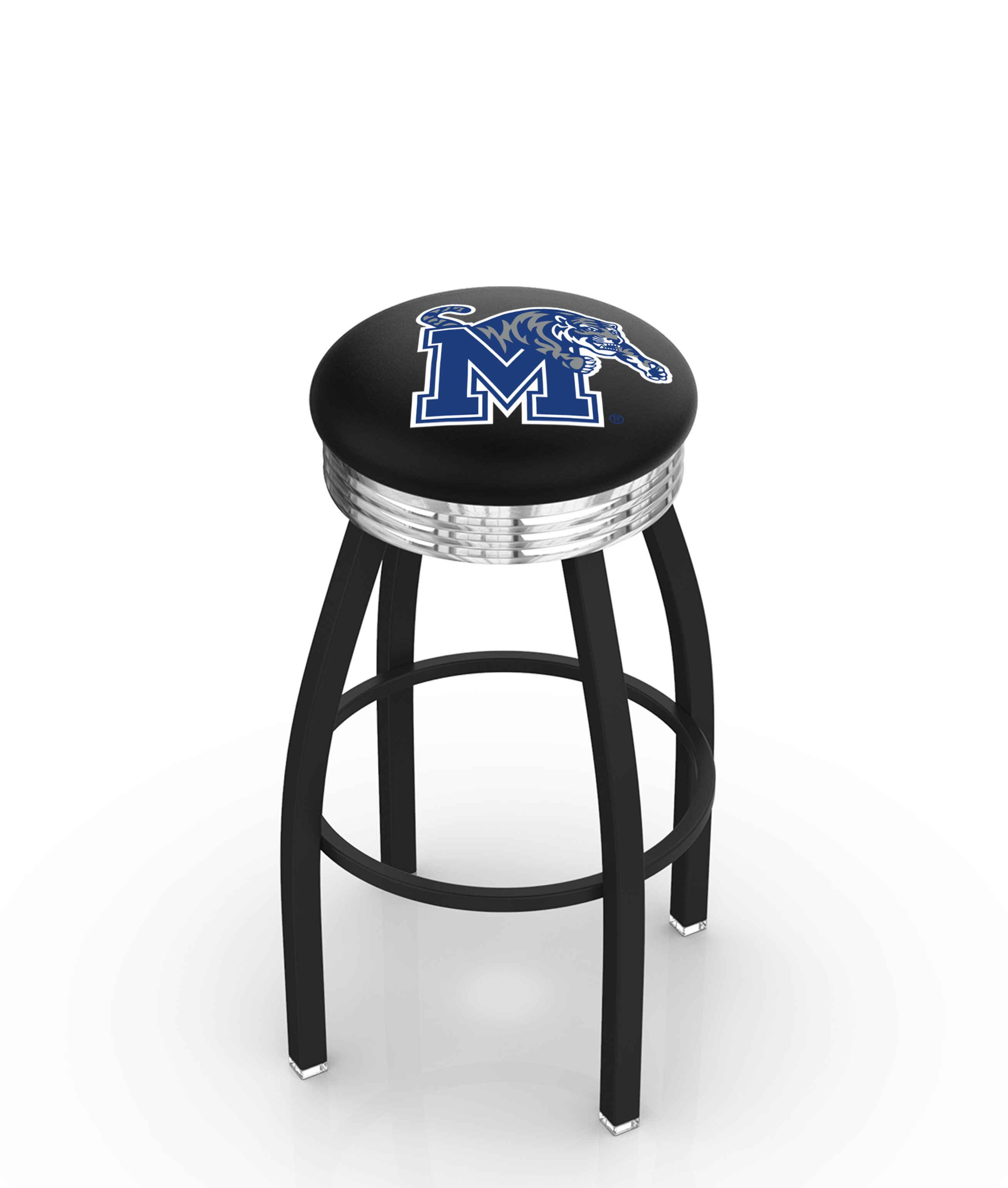25" L8B3C - Black Wrinkle Memphis Swivel Bar Stool with Chrome 2.5" Ribbed Accent Ring by  Company