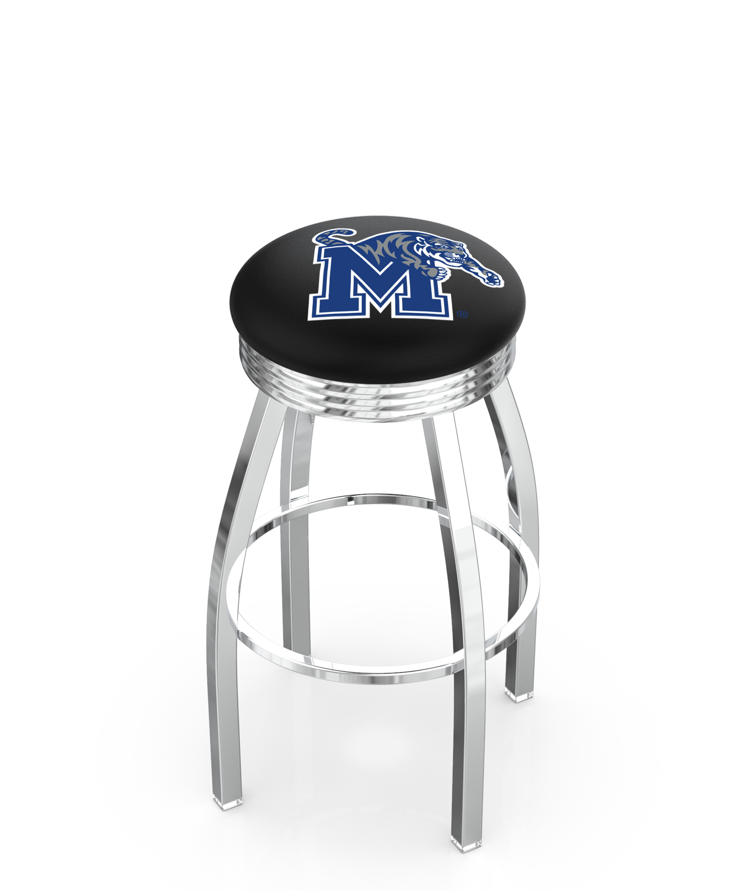 30" L8C3C - Chrome Memphis Swivel Bar Stool with 2.5" Ribbed Accent Ring by  Company