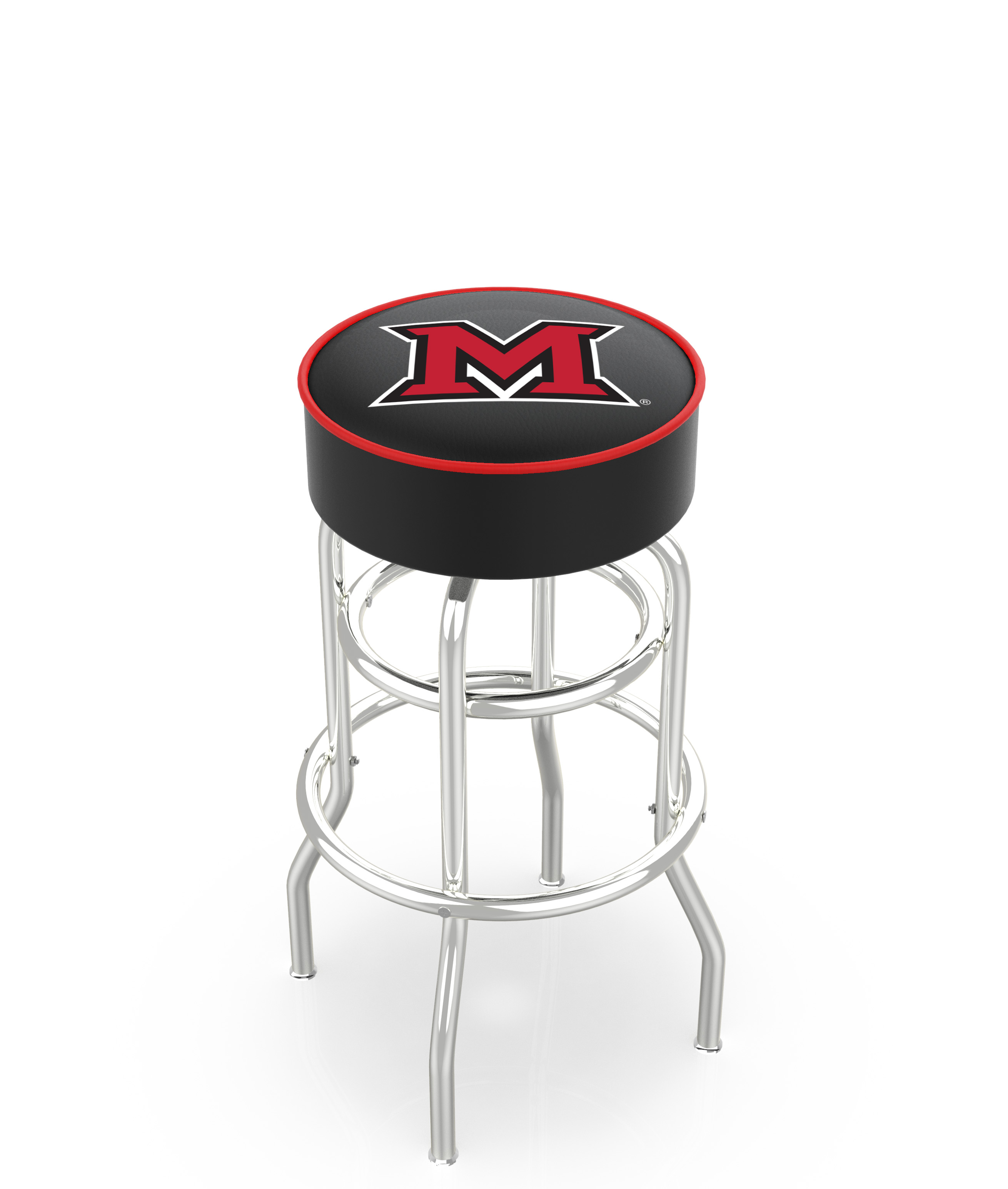 30" L7C1 - 4" Miami (OH) Cushion Seat with Double-Ring Chrome Base Swivel Bar Stool by  Company