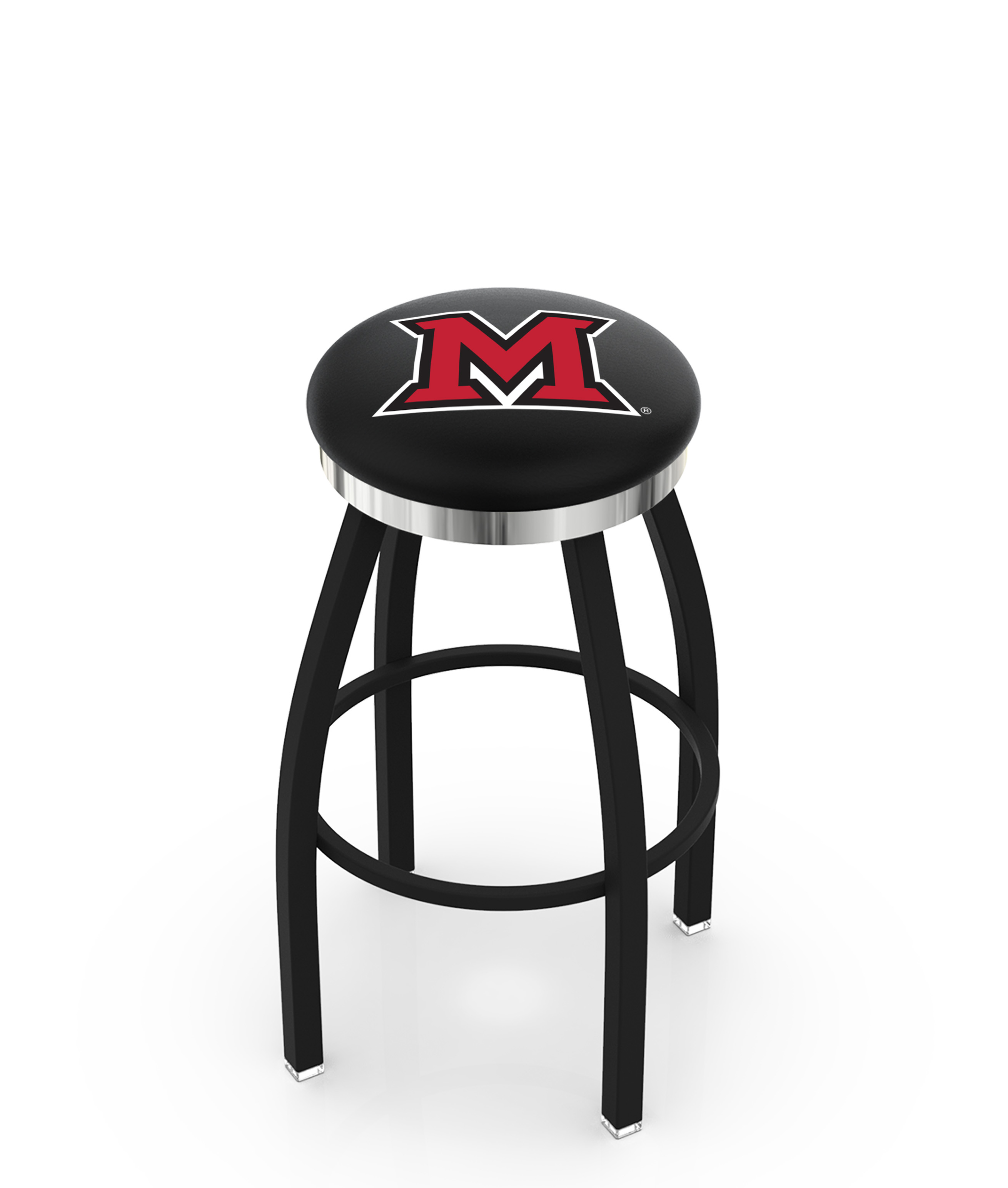 25" L8B2C - Black Wrinkle Miami (OH) Swivel Bar Stool with Chrome Accent Ring by  Company