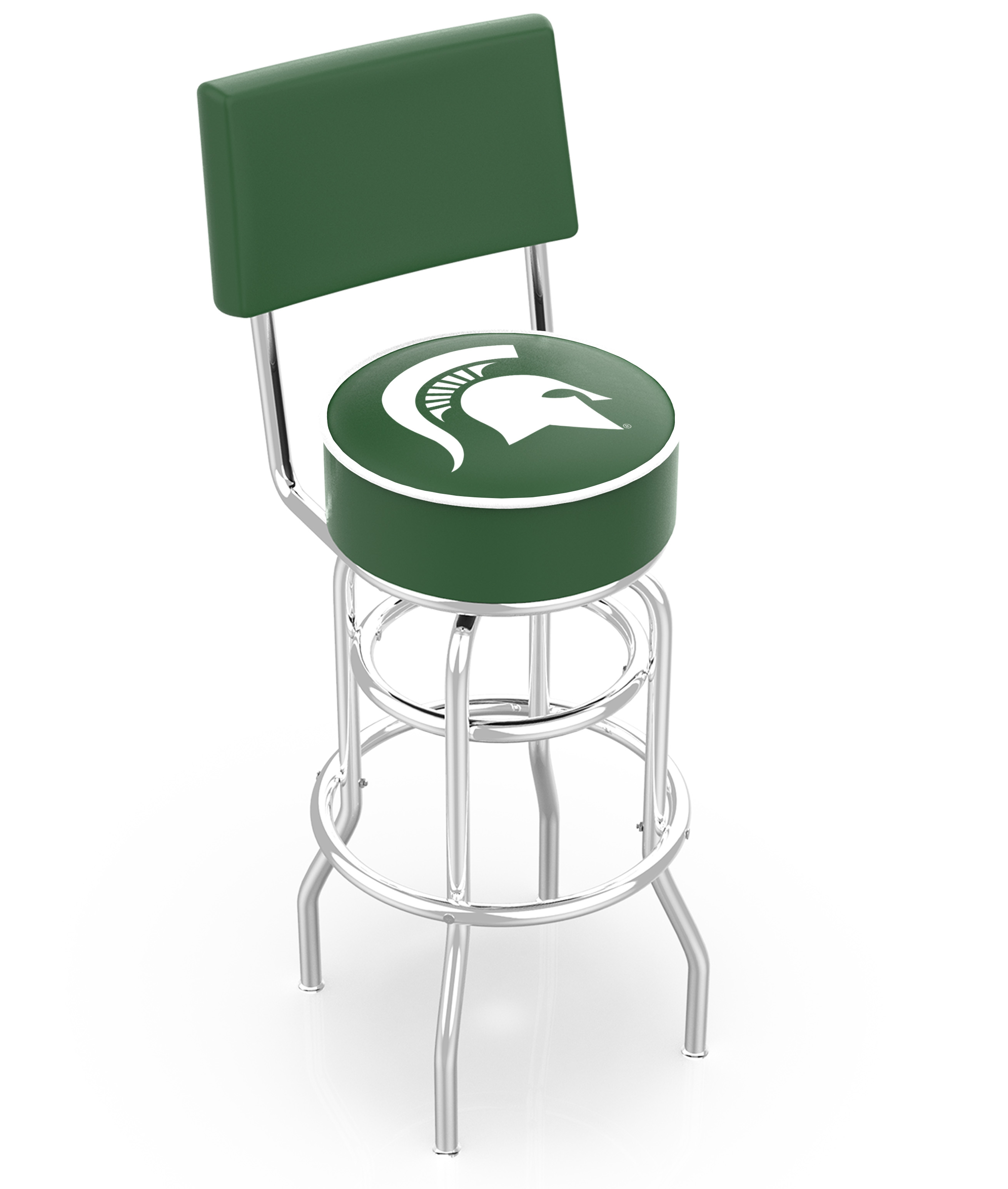 30" L7C4 - Chrome Double Ring Michigan State Swivel Bar Stool with a Back by  Company