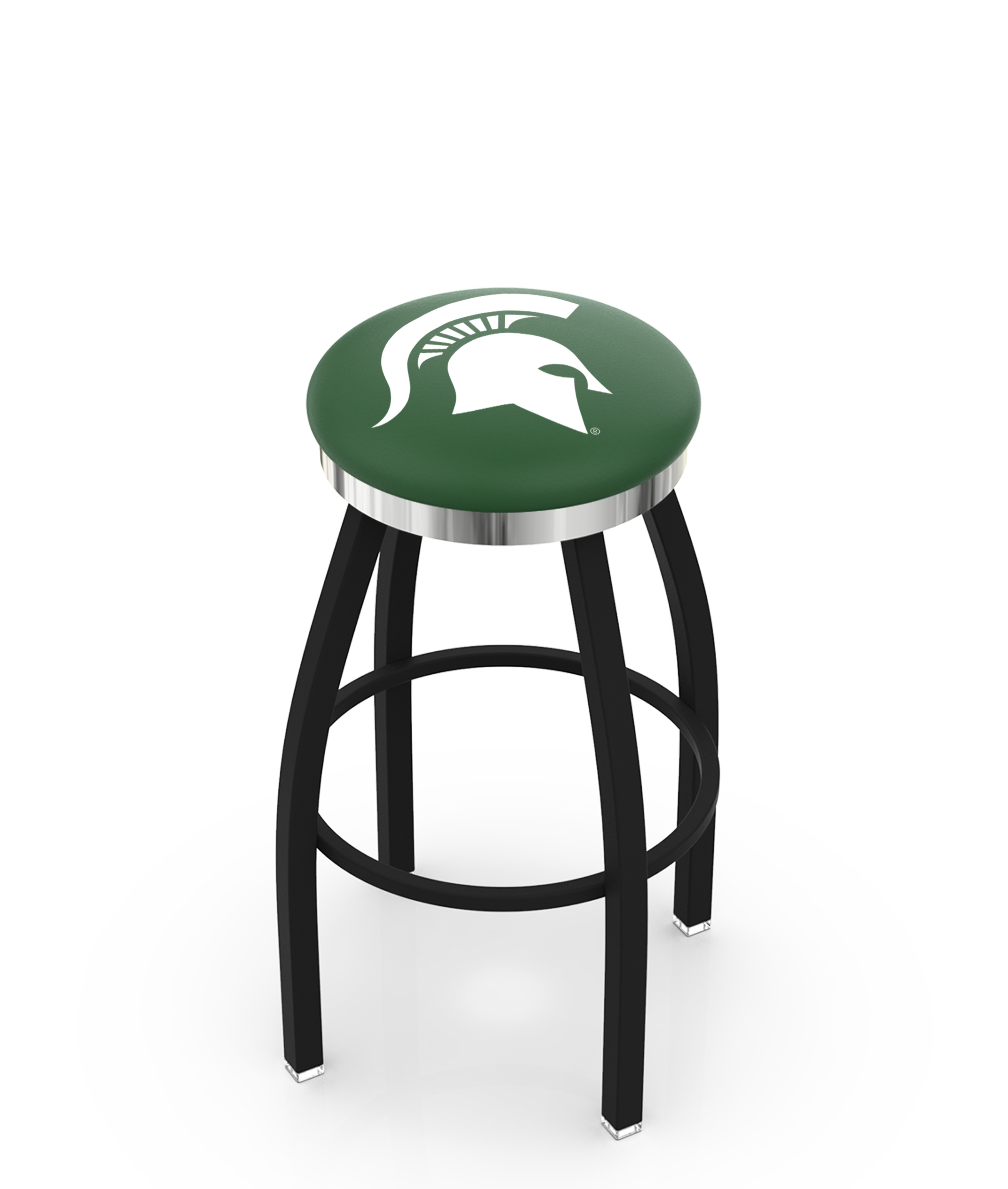 30" L8B2C - Black Wrinkle Michigan State Swivel Bar Stool with Chrome Accent Ring by  Company