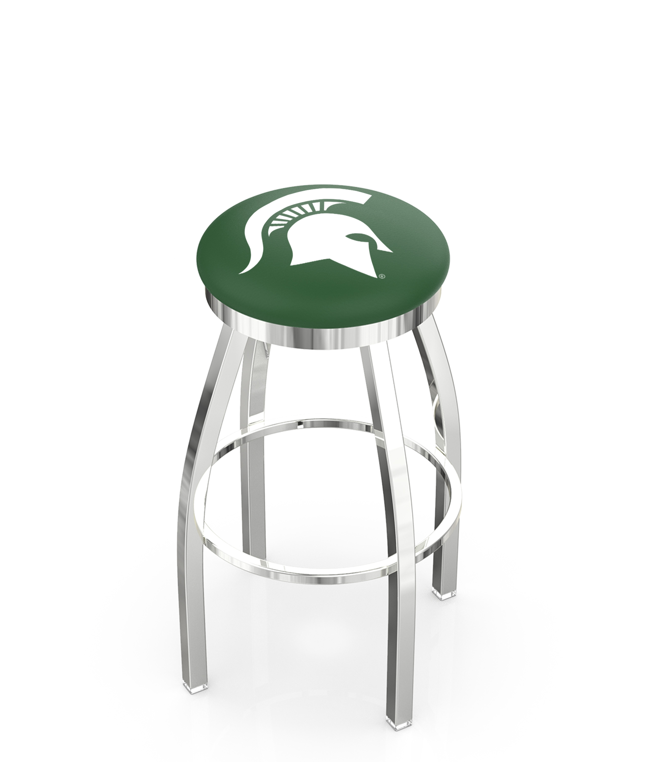 25" L8C2C - Chrome Michigan State Swivel Bar Stool with Accent Ring by  Company