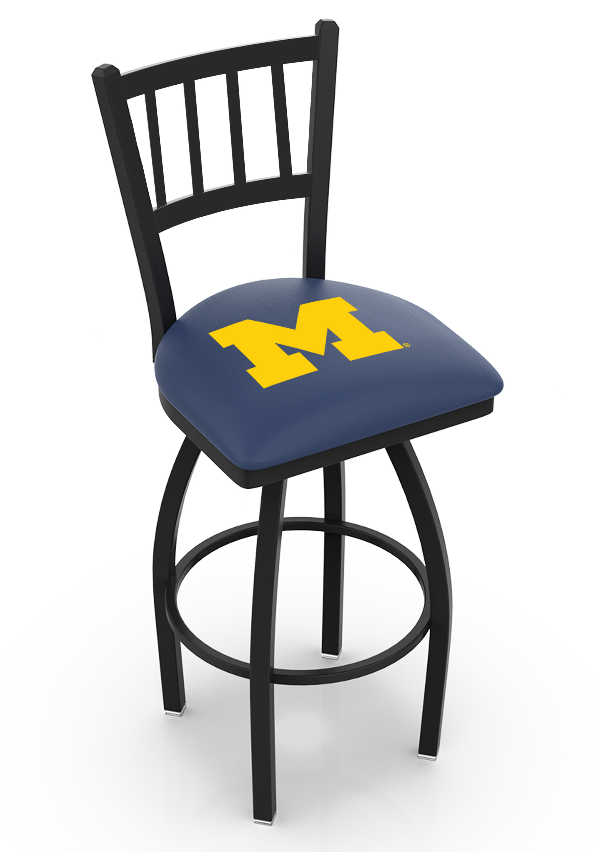 Co. L018 Michigan Swivel Bar Stool - Black - 30 in. - Jailhouse Back Design