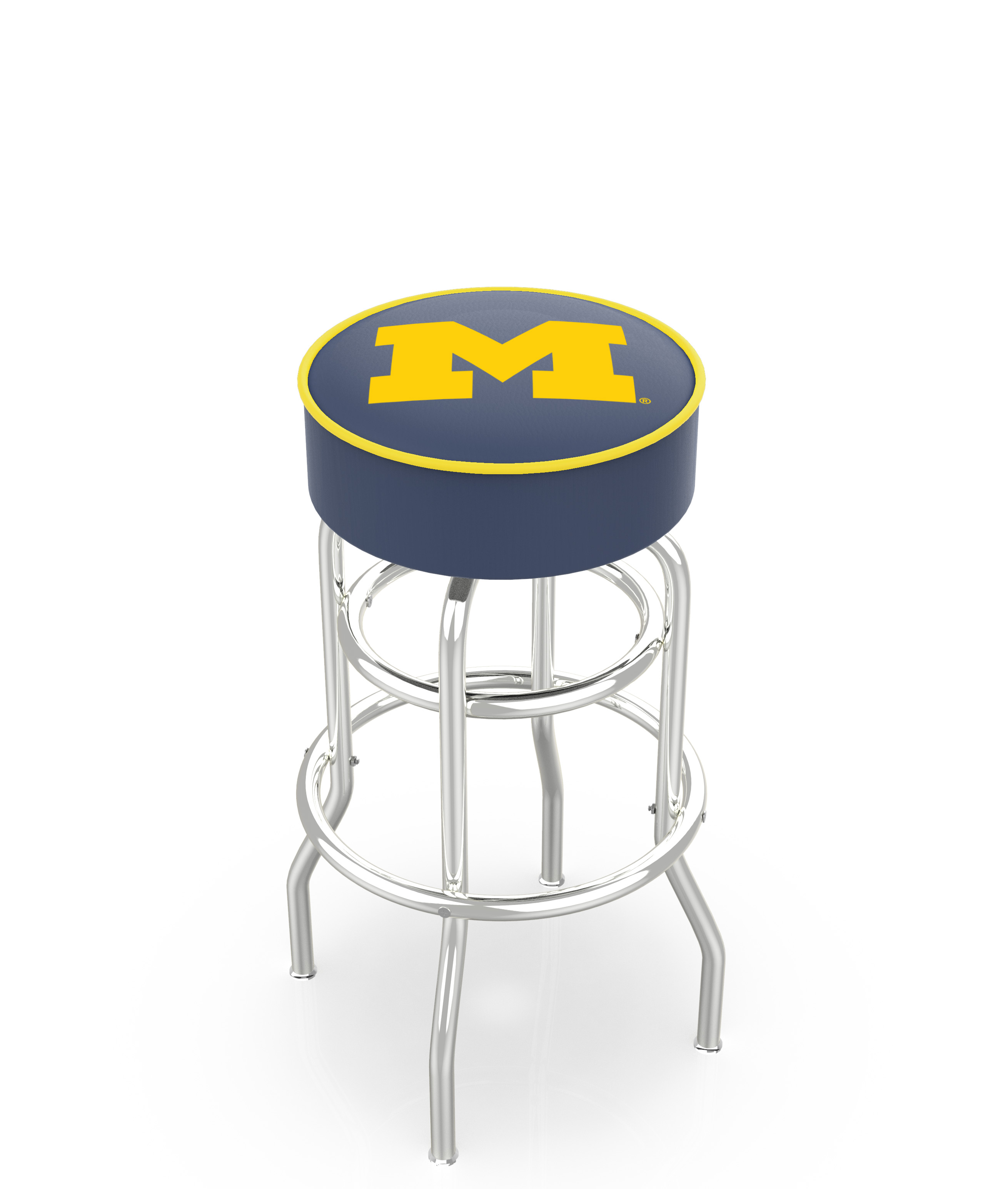 30" L7C1 - 4" Michigan Cushion Seat with Double-Ring Chrome Base Swivel Bar Stool by  Company
