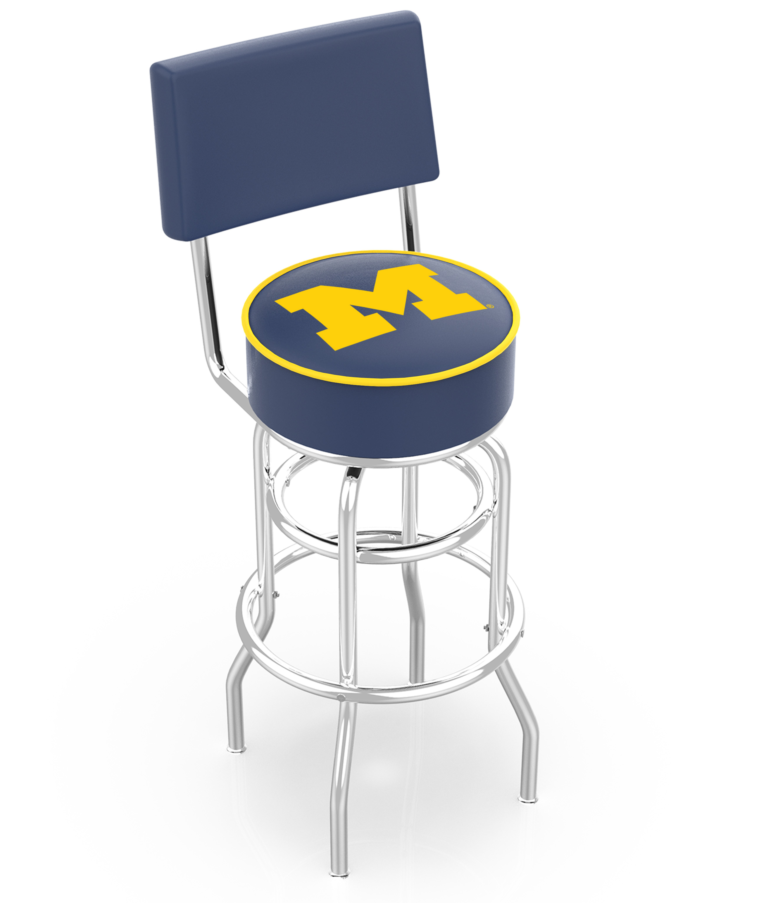 30" L7C4 - Chrome Double Ring Michigan Swivel Bar Stool with a Back by  Company