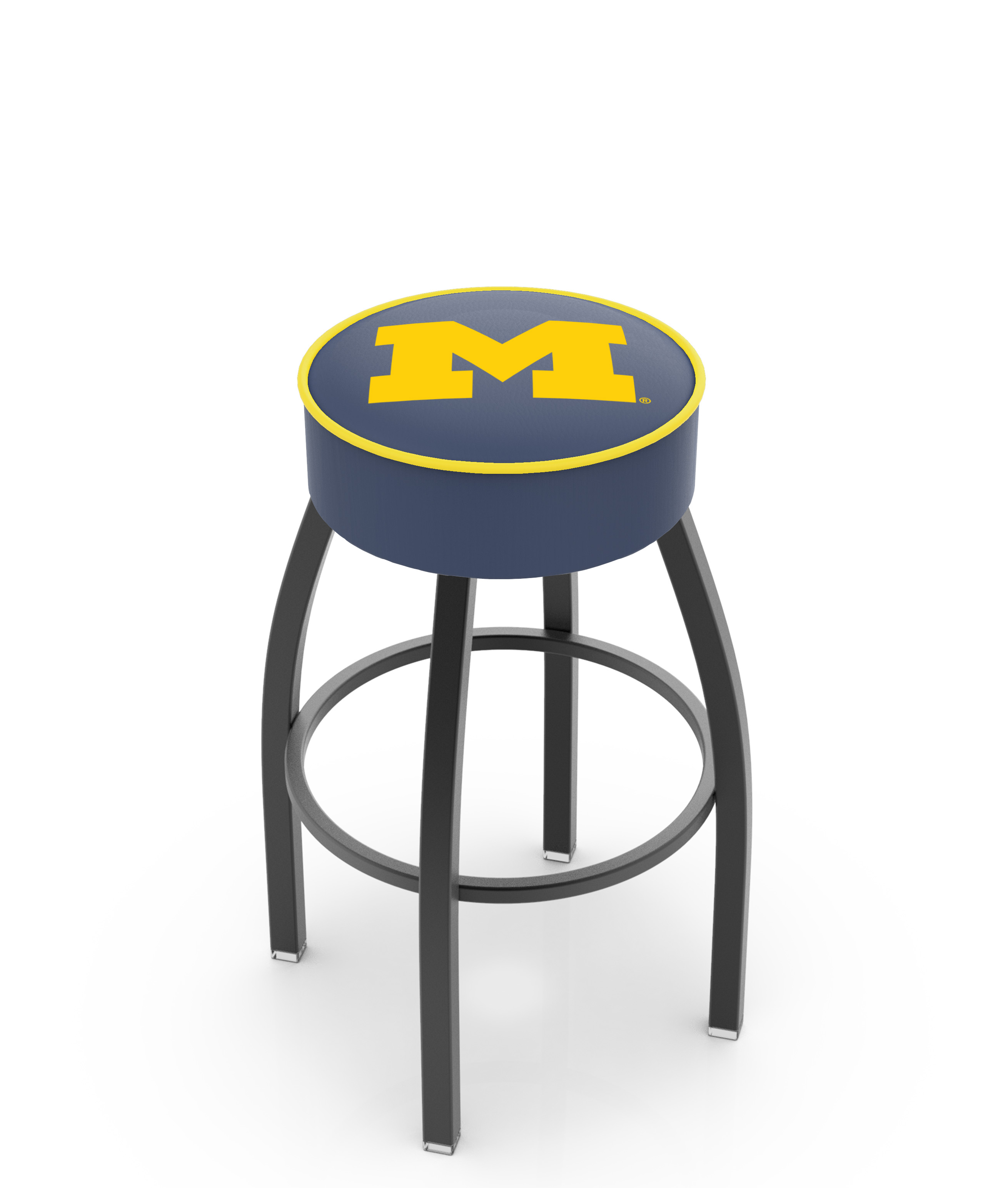30" L8B1 - 4" Michigan Cushion Seat with Black Wrinkle Base Swivel Bar Stool by  Company