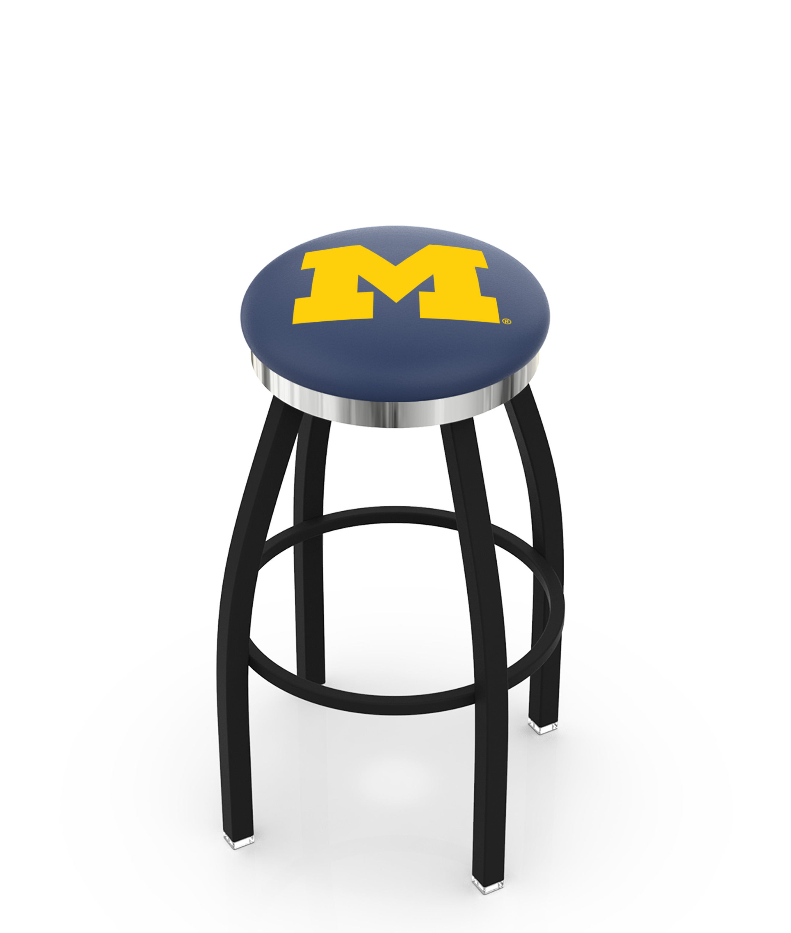 30" L8B2C - Black Wrinkle Michigan Swivel Bar Stool with Chrome Accent Ring by  Company