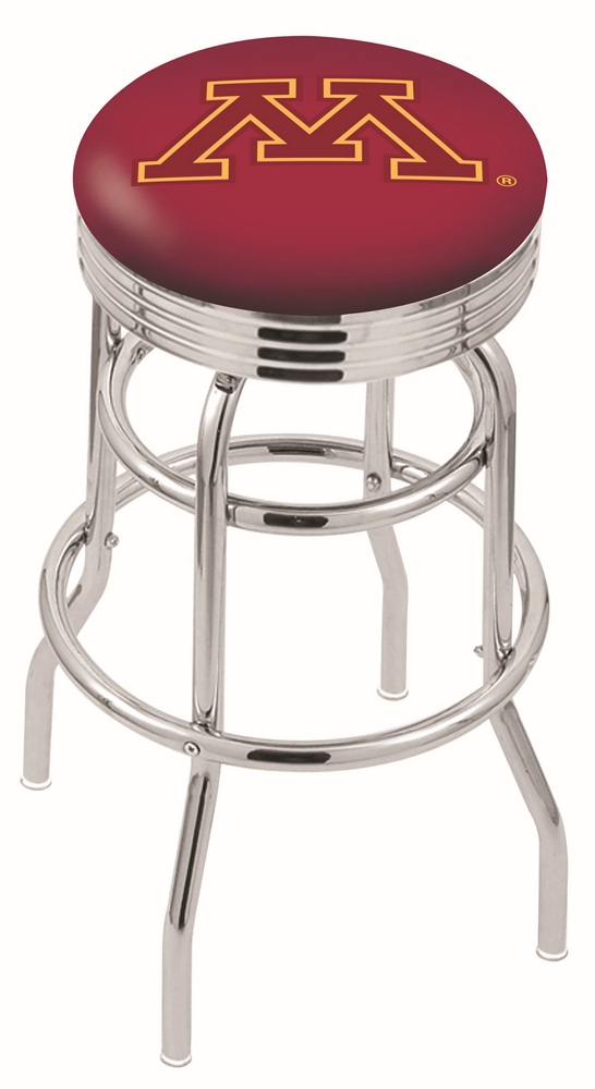 25" L7C3C - Chrome Double Ring Minnesota Swivel Bar Stool with 2.5" Ribbed Accent Ring by  Company