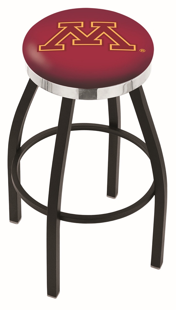 30" L8B2C - Black Wrinkle Minnesota Swivel Bar Stool with Chrome Accent Ring by  Company