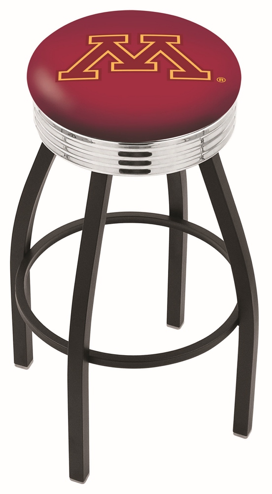 30" L8B3C - Black Wrinkle Minnesota Swivel Bar Stool with Chrome 2.5" Ribbed Accent Ring by  Company
