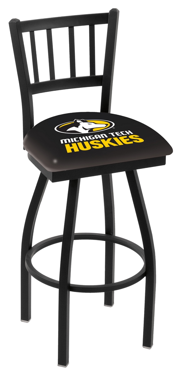 L018 - 30" Black Wrinkle Michigan Tech Swivel Bar Stool with Jailhouse Style Back by  Co.